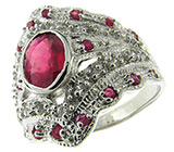 Кольцо с розовыми сапфирами Серебро 925