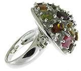 Кольцо с разноцветными турмалинами Серебро 925