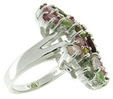 Роскошное кольцо с разноцветными турмалинами Серебро 925