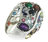 Великолепное кольцо с самоцветами Серебро 925