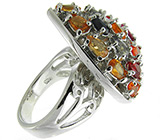 Кольцо с разноцветными сапфирами и рубинами Серебро 925