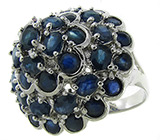 Замечательное кольцо с синими сапфирами Серебро 925