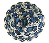 Замечательное кольцо с синими сапфирами Серебро 925