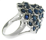 Замечательное кольцо с синими сапфирами Серебро 925