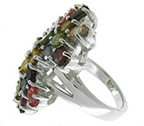 Роскошное кольцо с разноцветными турмалинами Серебро 925