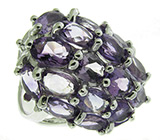 Кольцо с нежно-сириеневыми аметистами Серебро 925