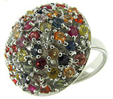 Кольцо с разноцветными сапфирами Серебро 925