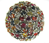 Кольцо с разноцветными сапфирами Серебро 925