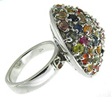 Кольцо с разноцветными сапфирами Серебро 925