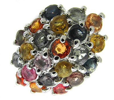 Кольцо с разноцветными турмалинами