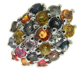 Кольцо с разноцветными турмалинами Серебро 925