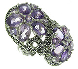 Крупное эффектное кольцо с с аметистами Серебро 925