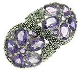 Крупное эффектное кольцо с с аметистами Серебро 925