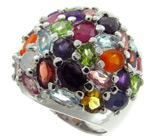 Роскошное кольцо с самоцветами Серебро 925