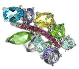 Прелестное кольцо с самоцветами Серебро 925