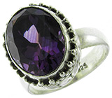 Кольцо с насыщенным уругвайским аметистом Серебро 925