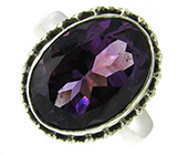 Кольцо с насыщенным уругвайским аметистом Серебро 925