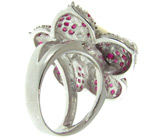 Кольцо-цветок с жемчужиной и сапфирами Серебро 925