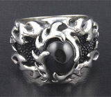 Серебряное кольцо с драгоценным камнем и кожей ската Серебро 925