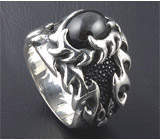 Серебряное кольцо с драгоценным камнем и кожей ската Серебро 925