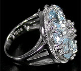 Прелестное кольцо с нежно-голубыми топазами Серебро 925