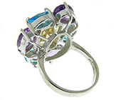 Кольцо с цитрином, аметистами и топазами Серебро 925