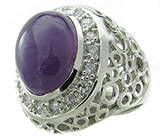 Перстень со сливовым аметистом Серебро 925