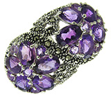 Крупное эффектное кольцо с с аметистами Серебро 925