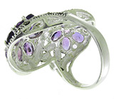 Крупное эффектное кольцо с с аметистами Серебро 925