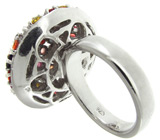 Праздничное кольцо с разноцветными сапфирами Серебро 925