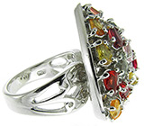 Кольцо с разноцветными сапфирами и рубинами Серебро 925