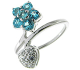 Кольцо  из коллекции "Spring" с голубыми топазами Серебро 925