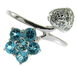 Кольцо  из коллекции "Spring" с голубыми топазами Серебро 925