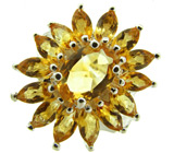 Превосходное кольцо с золотистыми цитринами Серебро 925