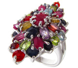 Роскошное кольцо с самоцветами Серебро 925