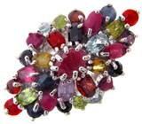 Роскошное кольцо с самоцветами Серебро 925