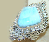 Эффектное кольцо с небесно-голубым ларимаром Серебро 925