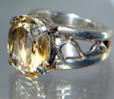 Кольцо с золотистым цитрином Серебро 925