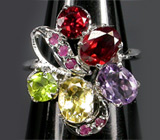 Замечательное кольцо с самоцветами Серебро 925