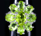 Яркое кольцо с перидотами Серебро 925