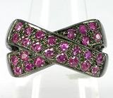 Необычное кольцо с розовыми сапфирами Серебро 925