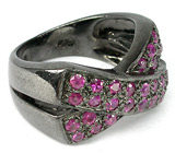 Необычное кольцо с розовыми сапфирами Серебро 925