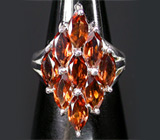 Кольцо с оранжевыми гранатами Серебро 925