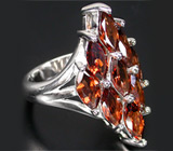 Кольцо с оранжевыми гранатами Серебро 925