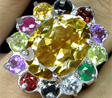 Замечательное кольцо с золотистым цитрином Серебро 925