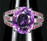 Элегантное кольцо с аметистом и сапфирами Серебро 925