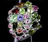 Роскошное кольцо с самоцветами Серебро 925