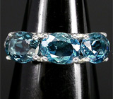 Элегантное кольцо с топазами и сапфирами Серебро 925