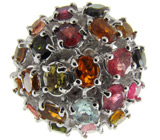 Кольцо с разноцветными турмалинами Серебро 925