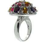 Кольцо с разноцветными турмалинами Серебро 925
